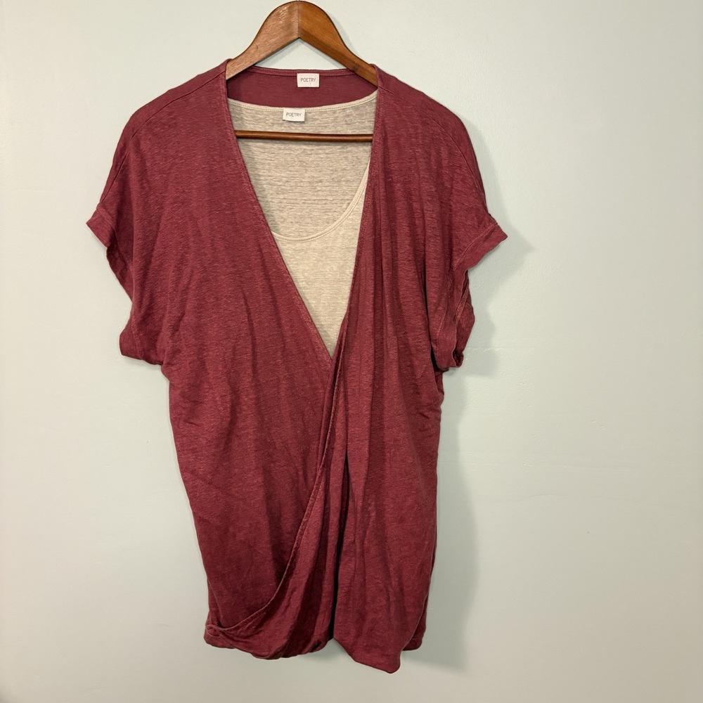 Poetry 100% Linen 2 Piece Wrap Blouse And Tank Women's UK16‎ US12